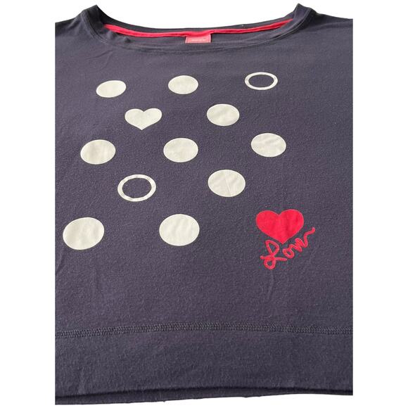 JENNI INTIMATES SHORT SLEEVE SLEEPWEAR TOP, WOMENS, L, DARK PURPLE WHITE RED - Picture 6 of 11